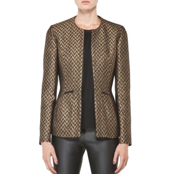 Theyskens’ Theory Jelsor Blazer Plaid Metallic Gold Zip Jacket - Picture 16 of 16